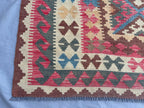 Handmade Afghan Kilim Rug – 168x254 cm | Tribal Wool Carpet in Earthy Tones