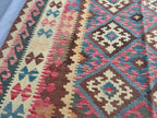 Handmade Afghan Kilim Rug – 168x254 cm | Tribal Wool Carpet in Earthy Tones