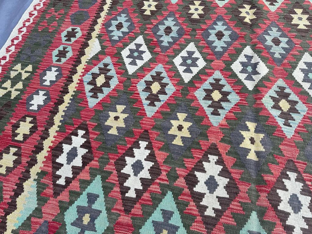 Handmade Afghan Kilim Rug – 186x302 cm | Multicolor Tribal Wool Carpet