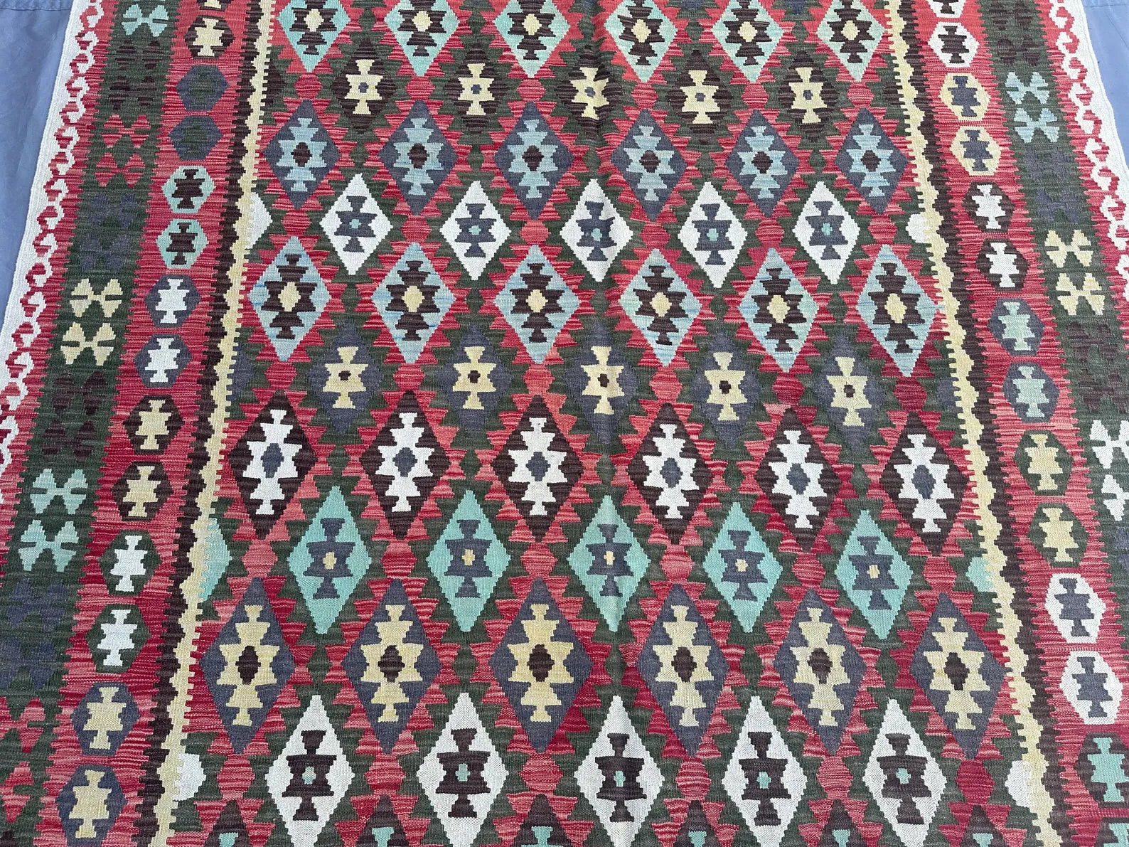 Handmade Afghan Kilim Rug – 186x302 cm | Multicolor Tribal Wool Carpet