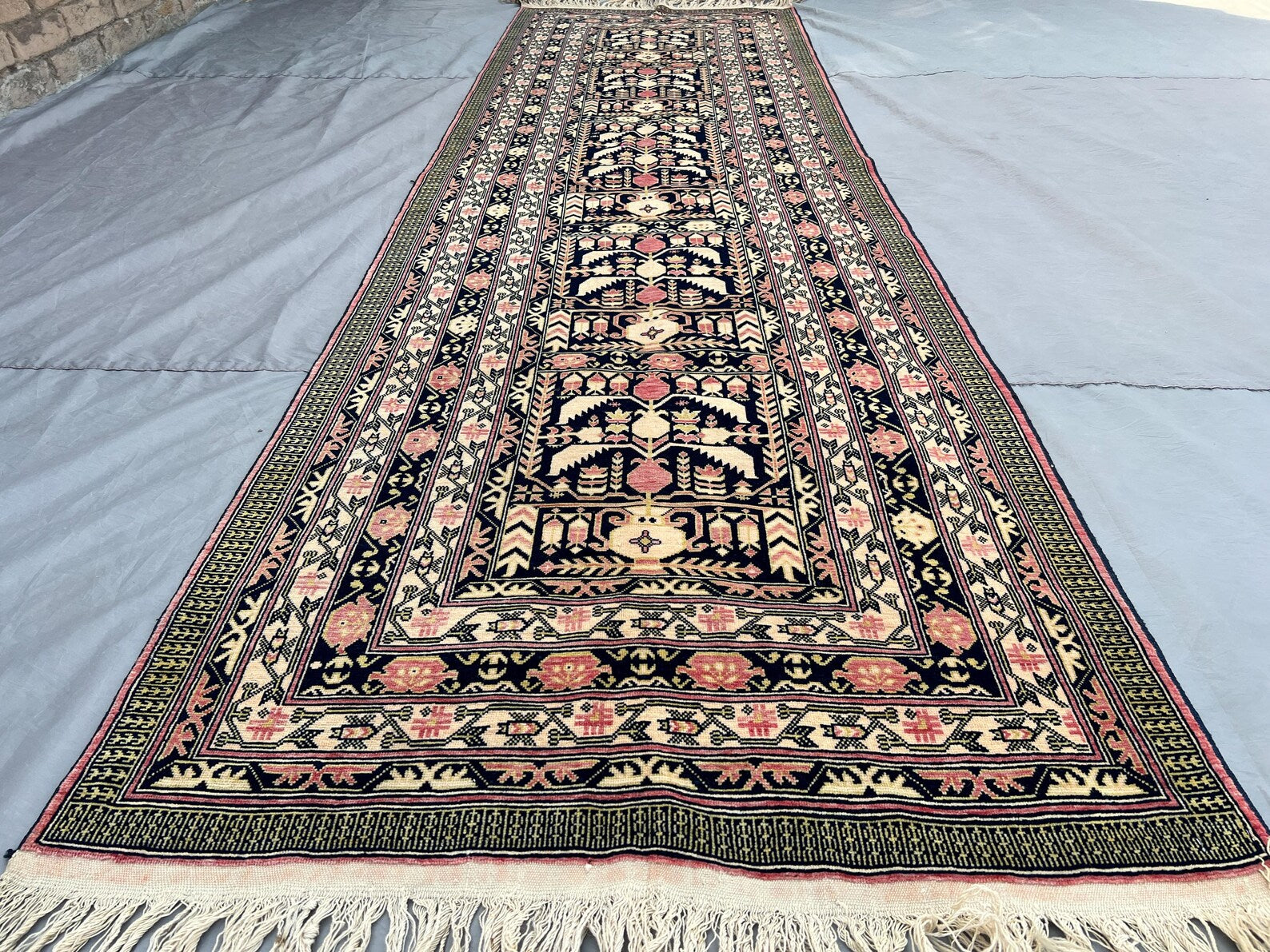 Handmade Afghan Runner Rug – 3x10ft Wool Carpet | Vintage Baluch Tribal Turkmen Pattern Hallway Rug by Nomad Weaves
