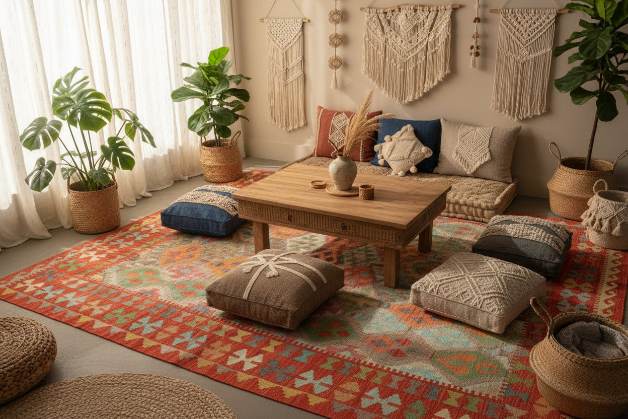 Multicolour Afghan Kilim Rug 6.8 × 10.0 ft (208 × 305 cm) – Handwoven Tribal Flatweave Carpet