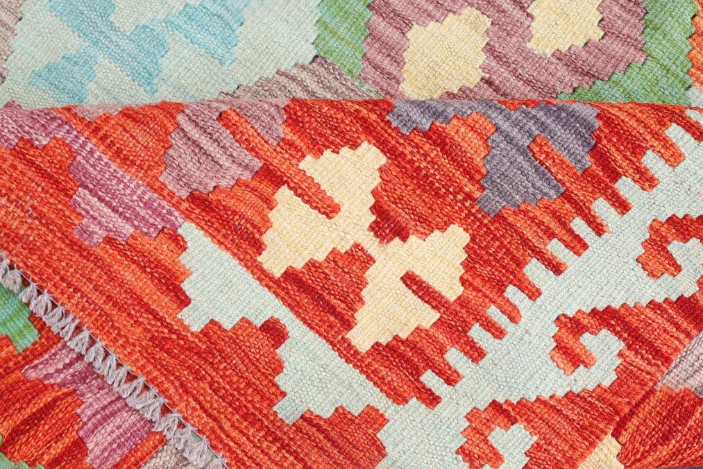 Multicolour Afghan Kilim Rug 6.8 × 10.0 ft (208 × 305 cm) – Handwoven Tribal Flatweave Carpet