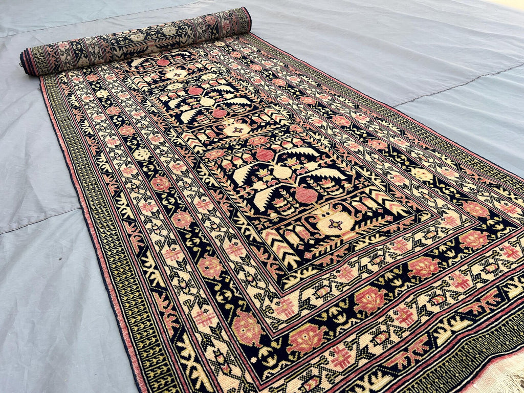 Handmade Afghan Runner Rug – 3x10ft Wool Carpet | Vintage Baluch Tribal Turkmen Pattern Hallway Rug by Nomad Weaves