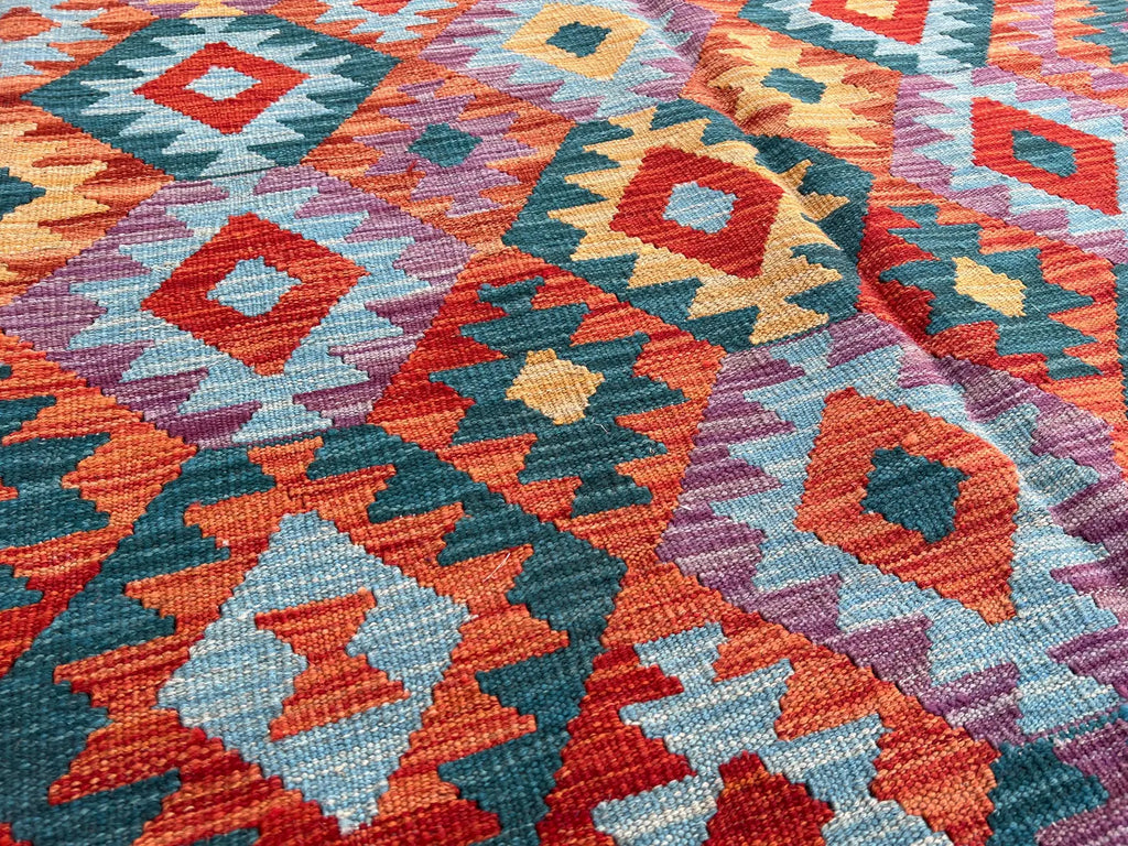 Handmade Afghan Kilim Rug – 152x200 cm | Colorful Tribal Wool Carpet