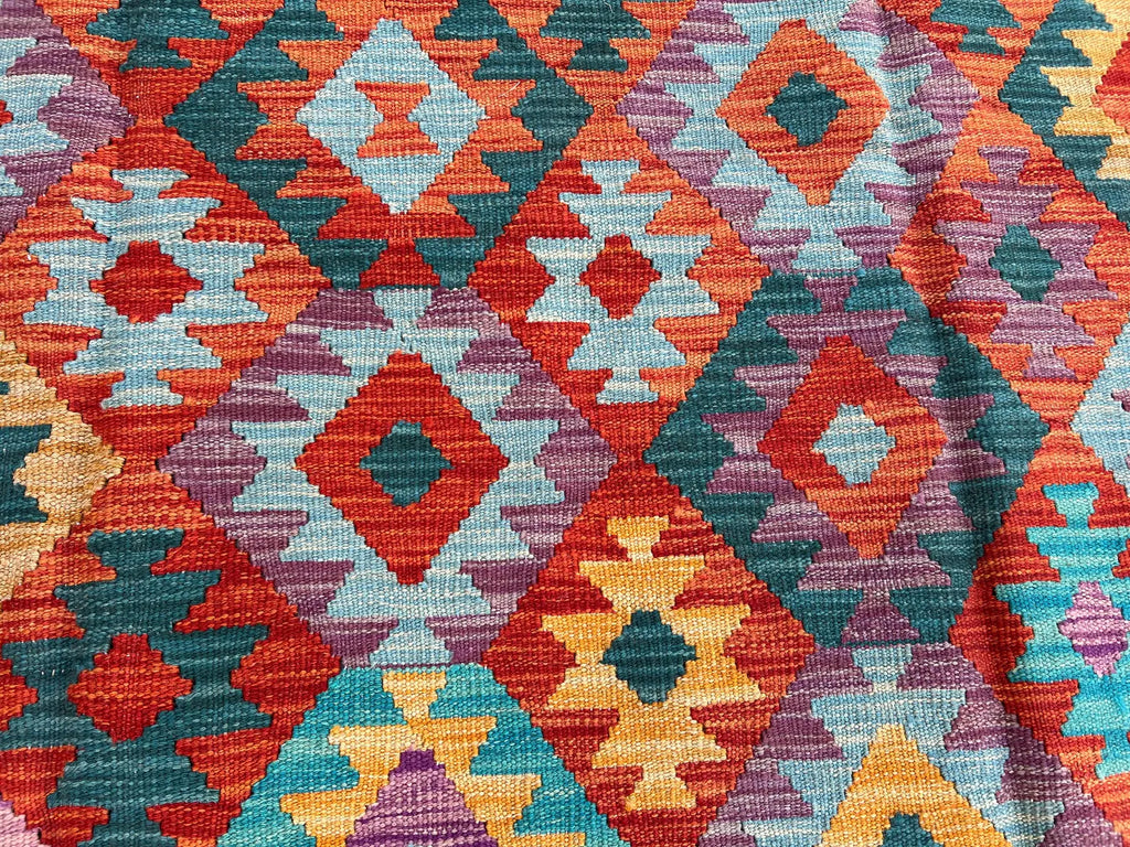 Handmade Afghan Kilim Rug – 152x200 cm | Colorful Tribal Wool Carpet