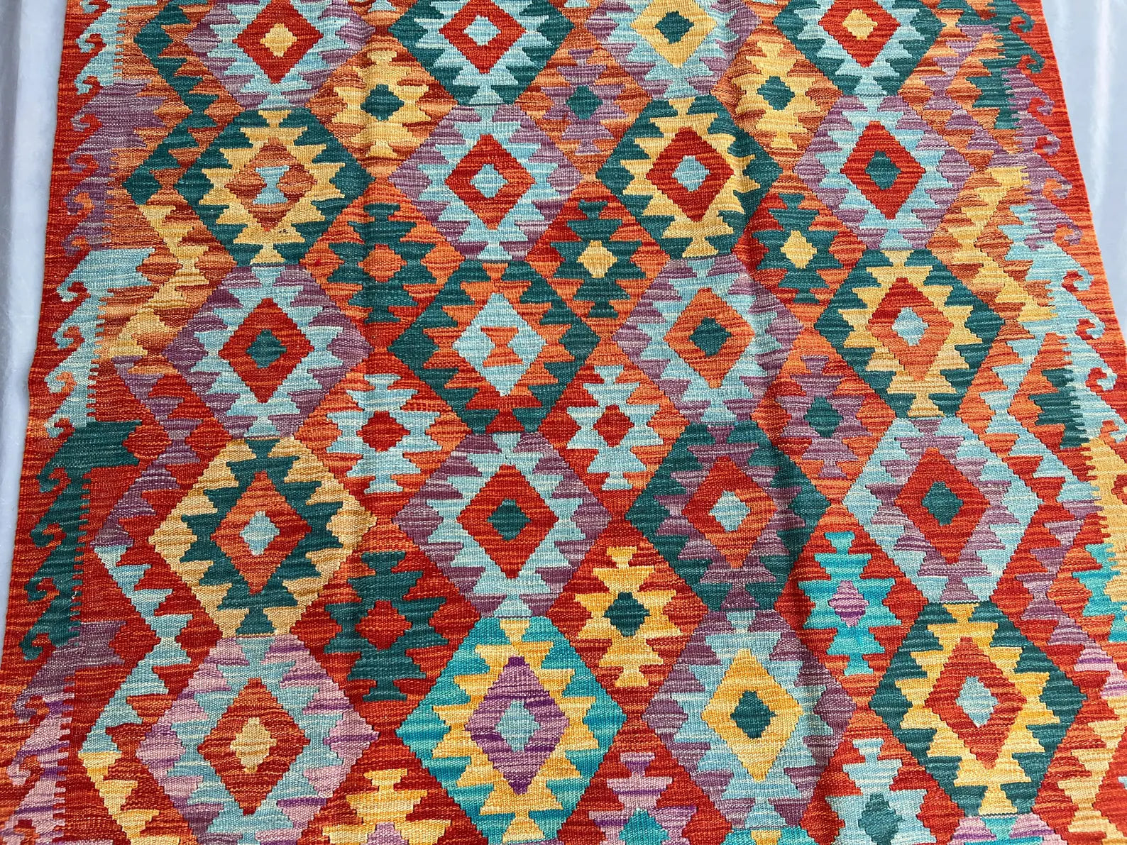 Handmade Afghan Kilim Rug – 152x200 cm | Colorful Tribal Wool Carpet