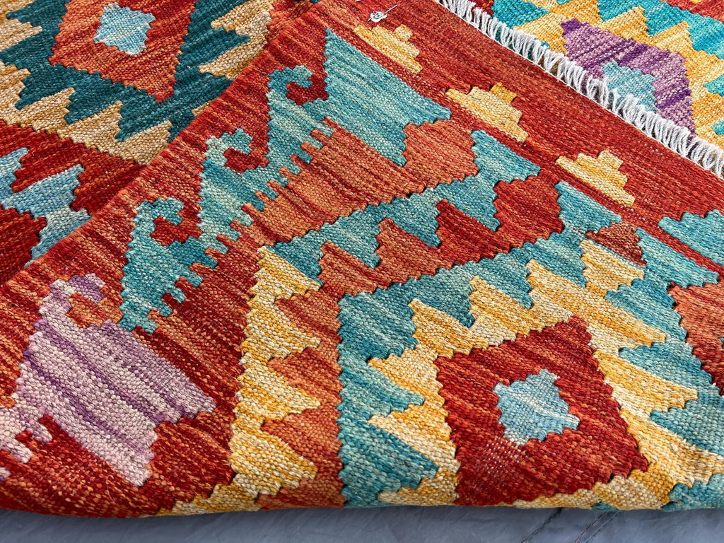 Handmade Afghan Kilim Rug – 152x200 cm | Colorful Tribal Wool Carpet