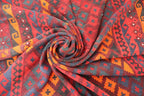Handmade Afghan Kilim Rug – 244x405 cm | Large Red, Orange & Navy Wool Carpet