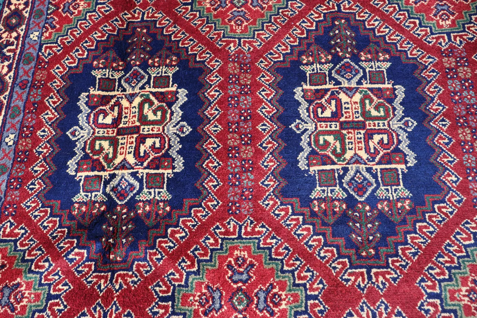 Luxury 6.9x10.0 ft Afghan Handknotted Rug | Tribal Wool Carpet | Woven Prestige
