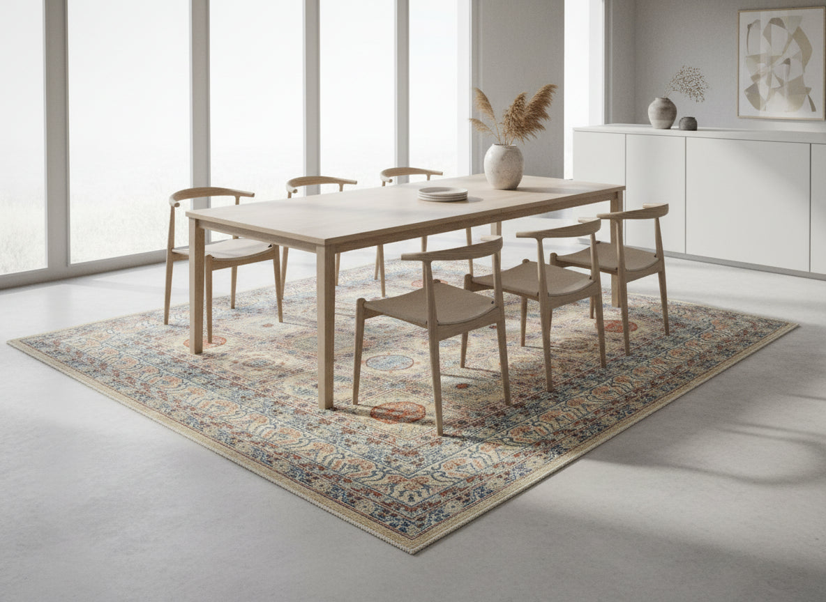 Large Afghan Ziegler Rug 274 × 363 cm – Handwoven Wool Carpet | Soft Blue & Beige Oriental Design | 9.0 × 11.9 ft