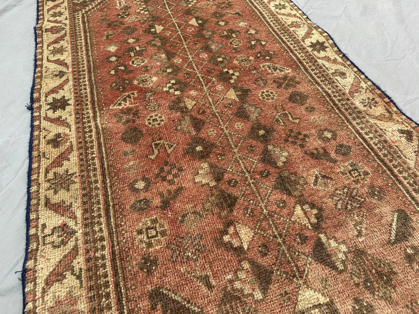 Handmade Afghan Runner Rug – 2.4x9.8ft Wool Carpet | Vintage Turkish-Inspired Tribal Geometric Hallway Rug by Nomad Weaves