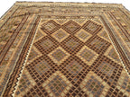 Large Afghan Kilim Rug 287 × 467 cm – Handwoven Wool Flatweave | Neutral Tribal Geometric Carpet | 9.4 × 15.3 ft