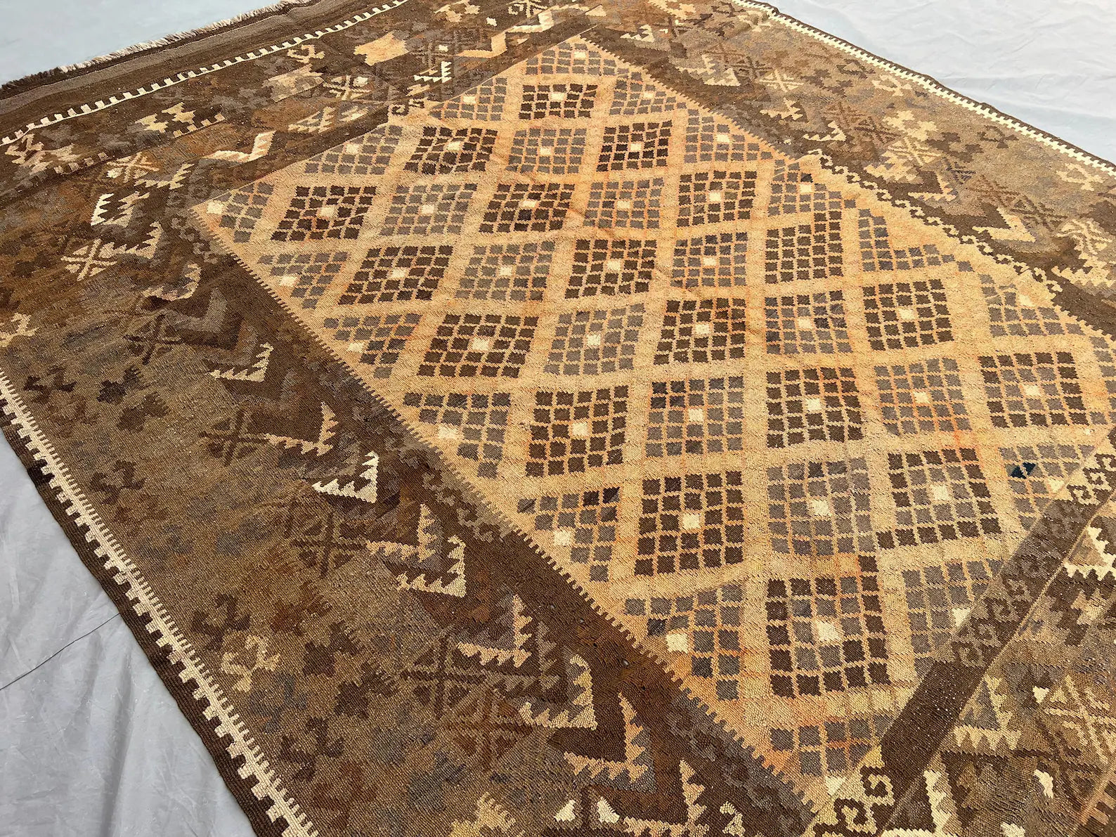 Handmade Afghan Kilim Rug – 7x10ft Wool Carpet | Vintage Tribal Geometric Oriental Flat Weave by Nomad Weaves