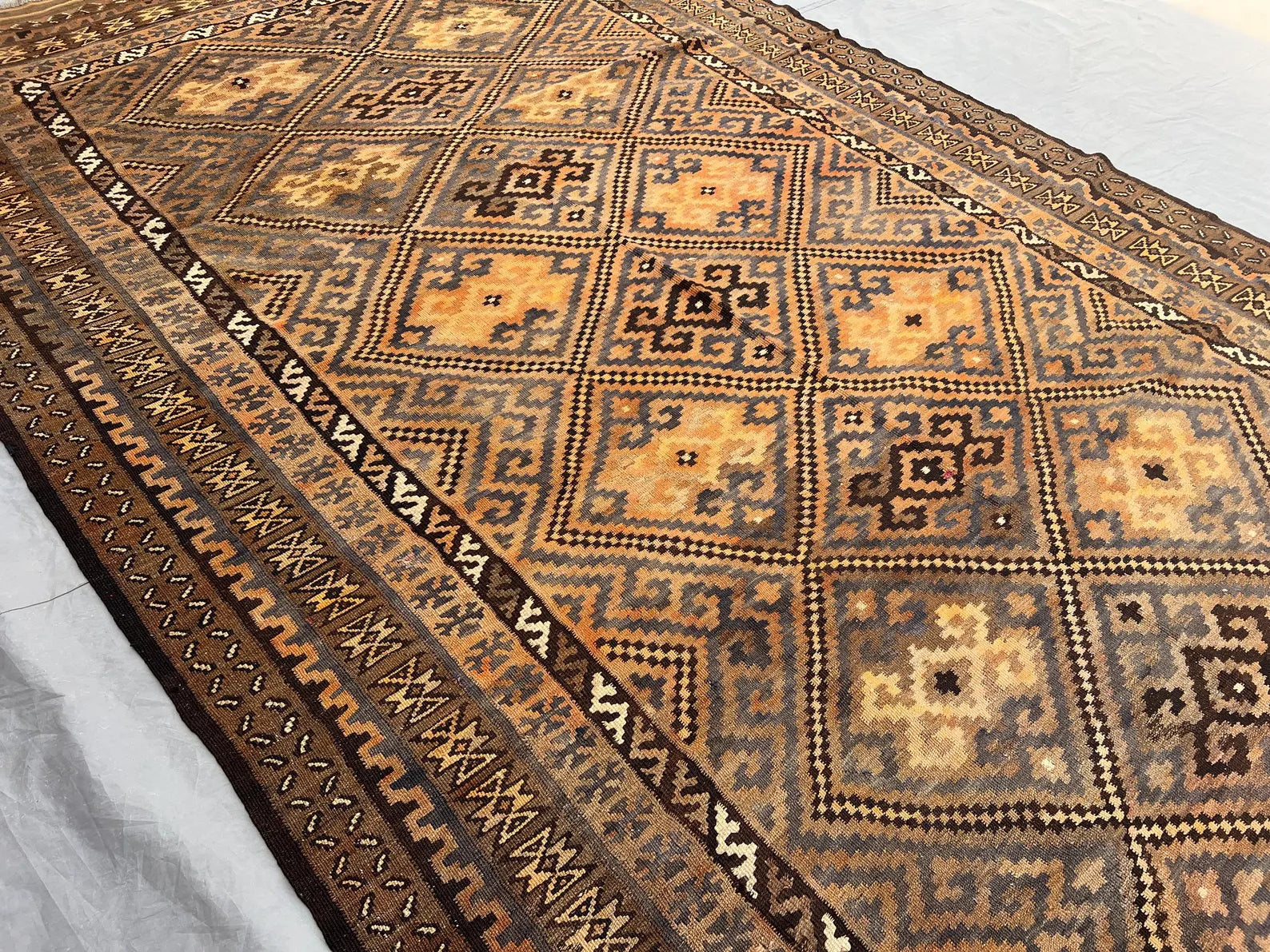 Handmade Afghan Kilim Rug – Oversized 8x13ft Wool Carpet | Vintage Tribal Geometric Oriental Rug by Nomad Weaves