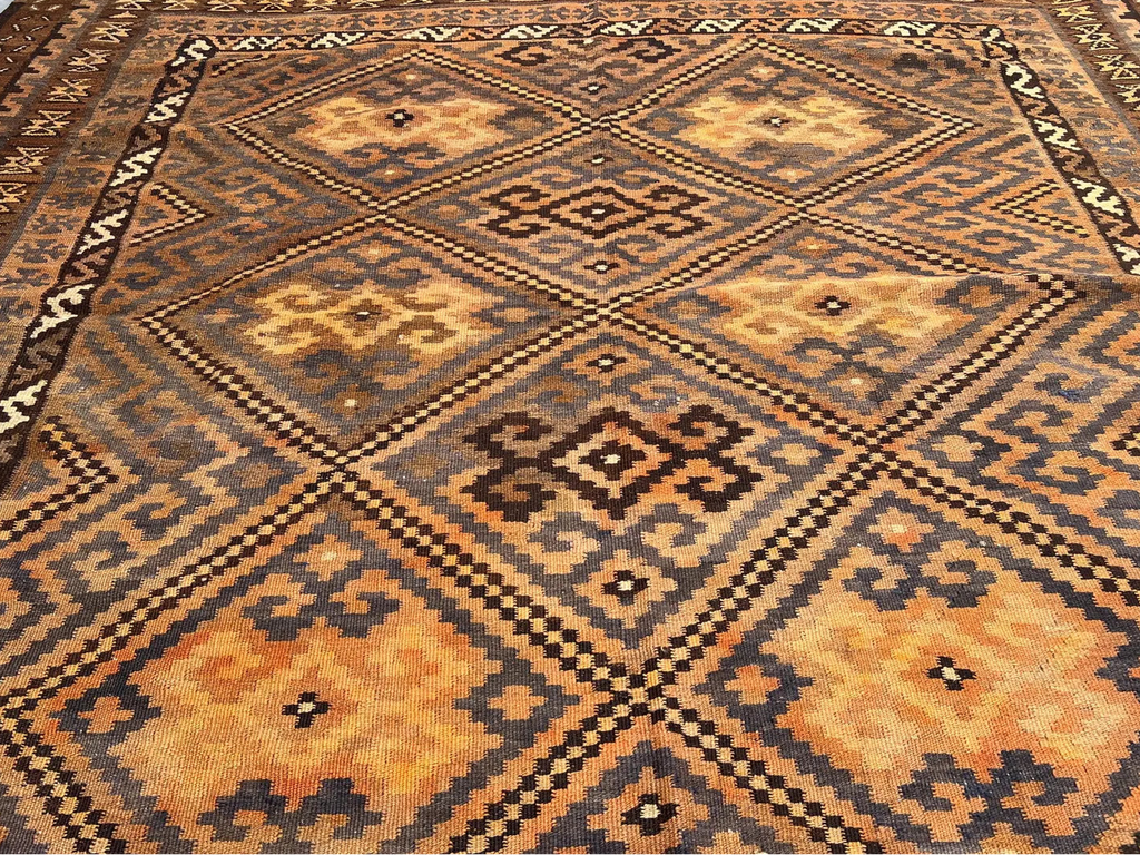 Handmade Afghan Kilim Rug – Oversized 8x13ft Wool Carpet | Vintage Tribal Geometric Oriental Rug by Nomad Weaves