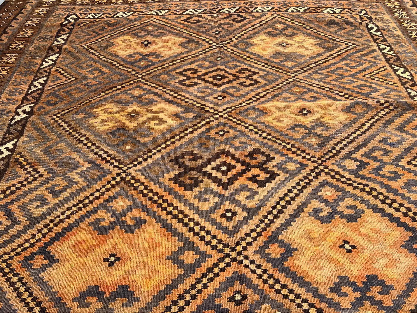 Handmade Afghan Kilim Rug – Oversized 8x13ft Wool Carpet | Vintage Tribal Geometric Oriental Rug by Nomad Weaves