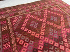 Handmade Afghan Kilim Rug – Vintage Geometric Tribal Wool Carpet | 8x11ft (244x350cm) Oriental Area Rug by Nomad Weaves