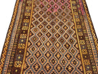 Earth-Tone Afghan Kilim Rug – 203 x 307 cm | Vintage Handwoven Wool Carpet
