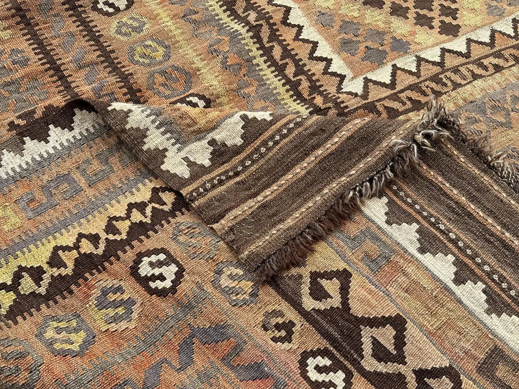 Large Afghan Kilim Rug 287 × 467 cm – Handwoven Wool Flatweave | Neutral Tribal Geometric Carpet | 9.4 × 15.3 ft
