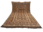 Large Afghan Kilim Rug 287 × 467 cm – Handwoven Wool Flatweave | Neutral Tribal Geometric Carpet | 9.4 × 15.3 ft