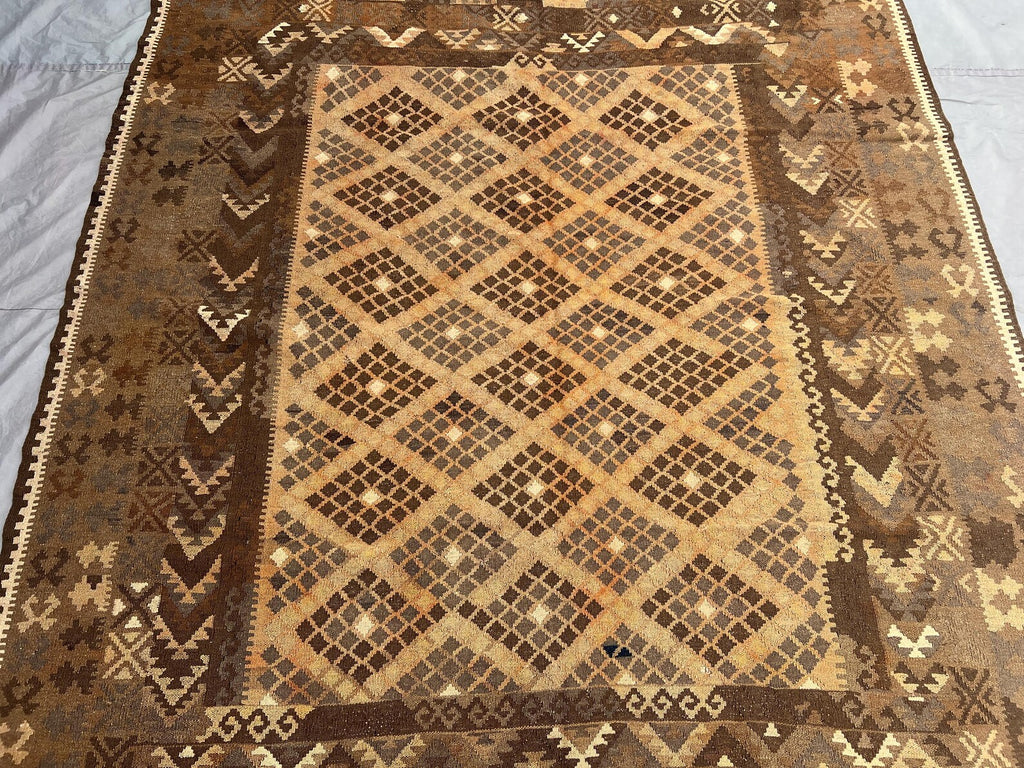 Handmade Afghan Kilim Rug – 7x10ft Wool Carpet | Vintage Tribal Geometric Oriental Flat Weave by Nomad Weaves