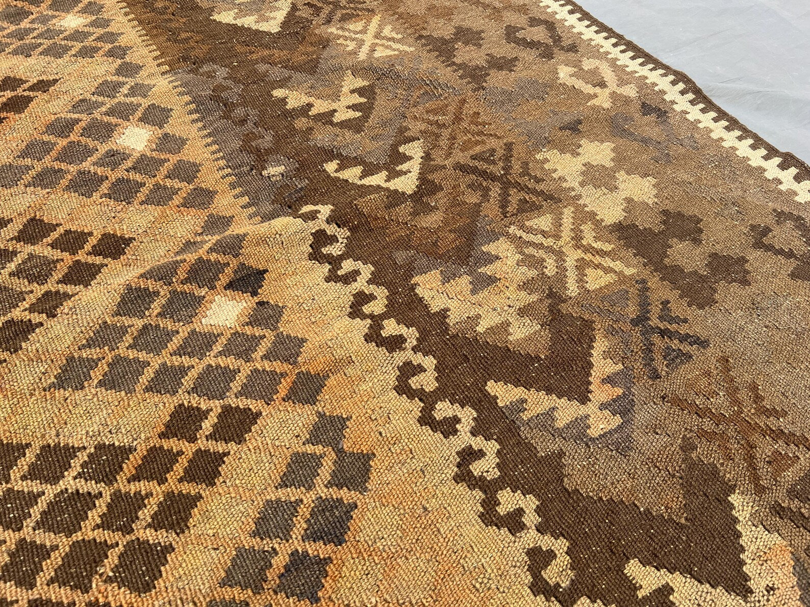 Handmade Afghan Kilim Rug – 7x10ft Wool Carpet | Vintage Tribal Geometric Oriental Flat Weave by Nomad Weaves