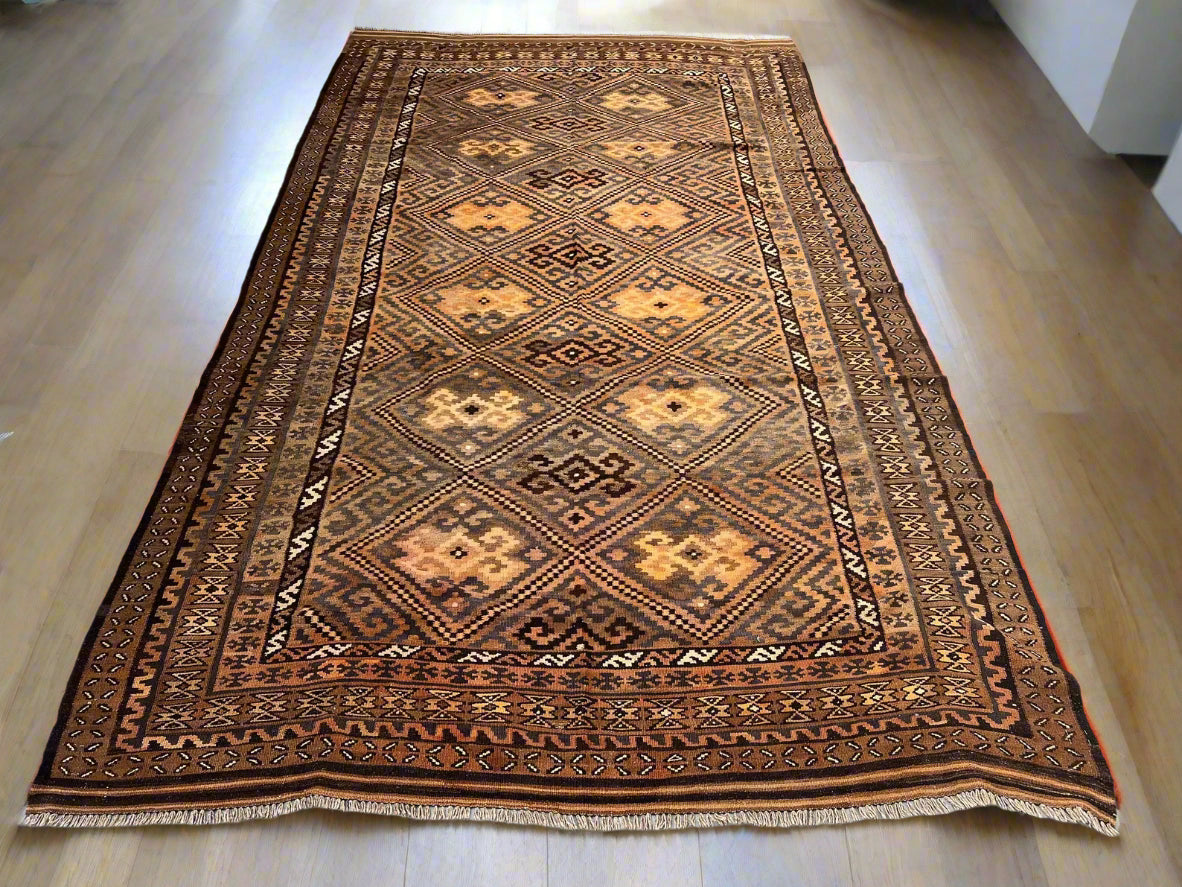 Handmade Afghan Kilim Rug – Oversized 8x13ft Wool Carpet | Vintage Tribal Geometric Oriental Rug by Nomad Weaves