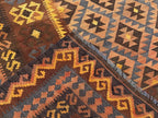 Earth-Tone Afghan Kilim Rug – 203 x 307 cm | Vintage Handwoven Wool Carpet