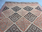 Handmade Afghan Kilim Rug – 196x282 cm | Geometric Tribal Wool Carpet