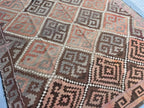 Handmade Afghan Kilim Rug – 196x282 cm | Geometric Tribal Wool Carpet