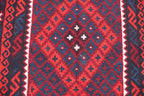 Handmade Afghan Kilim Rug – 152x305 cm | Deep Red & Black Tribal Wool Carpet