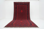 Handmade Afghan Kilim Rug – 183x305 cm | Red & Navy Tribal Wool Carpet