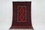 Handmade Afghan Kilim Rug – 244x396 cm | Large Deep Red & Navy Wool Carpet