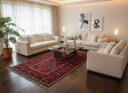 Handmade Afghan Kilim Rug – 152x305 cm | Deep Red & Black Tribal Wool Carpet