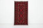 Handmade Afghan Kilim Rug – 152x305 cm | Deep Red & Black Tribal Wool Carpet
