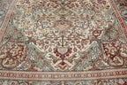 Persian-Style Ivory Floral Rug – 6.8 × 10.0 ft | Hand-Knotted Wool Carpet | Classic Medallion Design