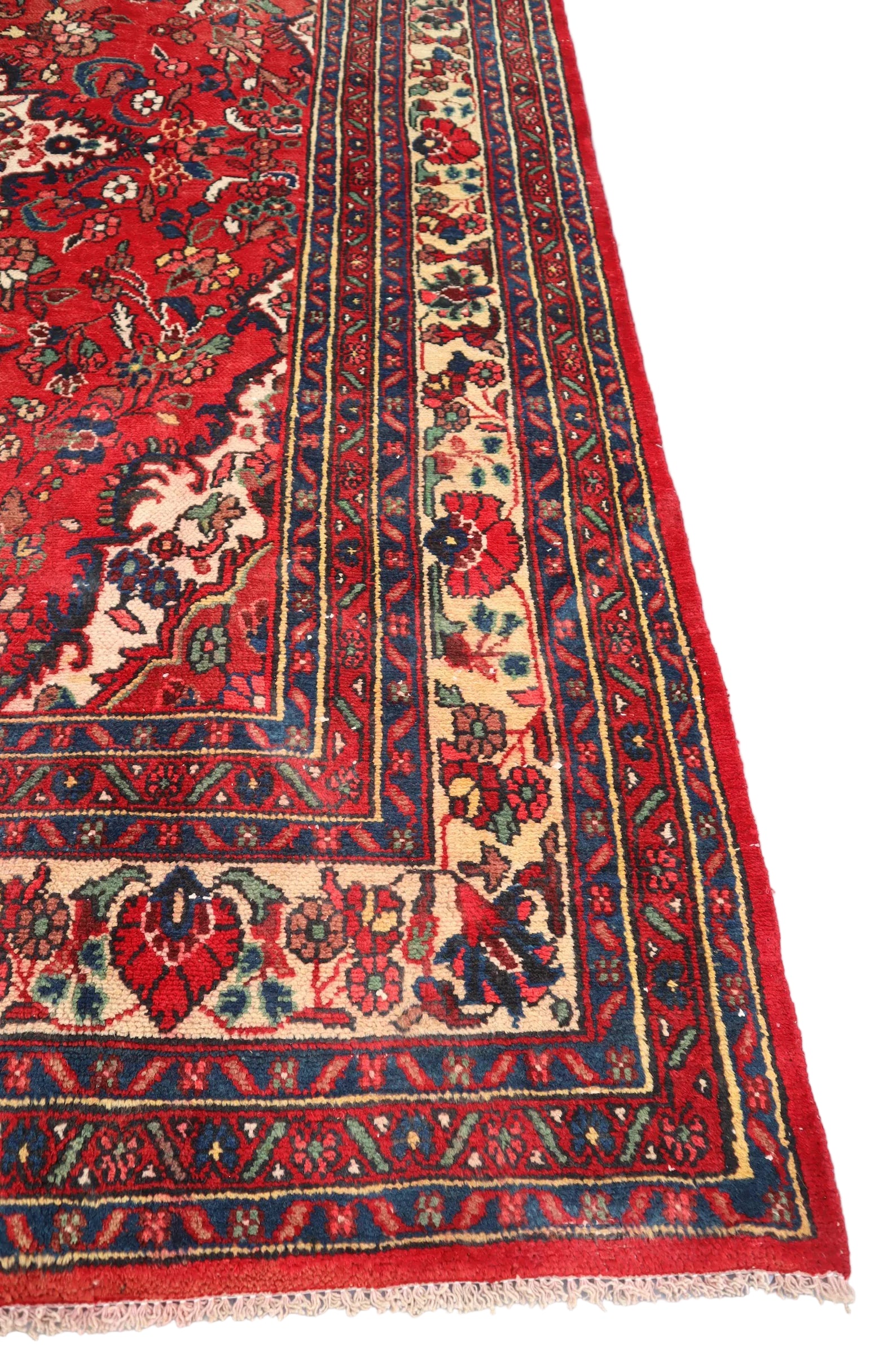 Red Floral Area Rug 7.8 × 10.0 ft (238 × 305 cm) – Large Wool Rug for Living Room | Vintage Handmade Carpet