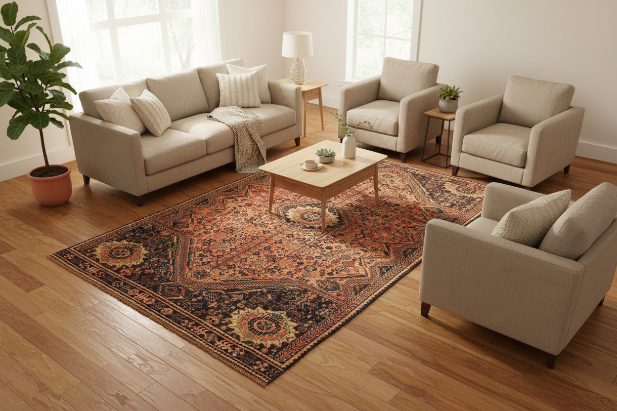 Antique-Style Afghan Herati Rug 171 × 274 cm – Handwoven Wool Carpet | Persian-Inspired Floral Motifs | 5.6 × 9.0 ft