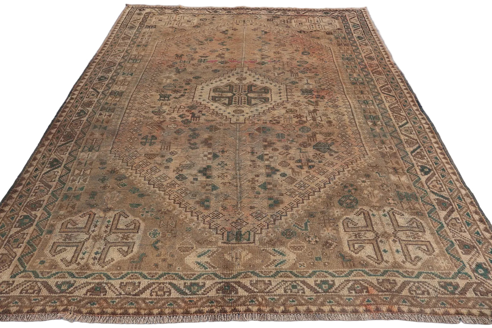 Vintage-Style Afghan Tribal Rug 210 × 287 cm – Handwoven Wool Carpet | Geometric Nomadic Design | 6.9 × 9.4 ft