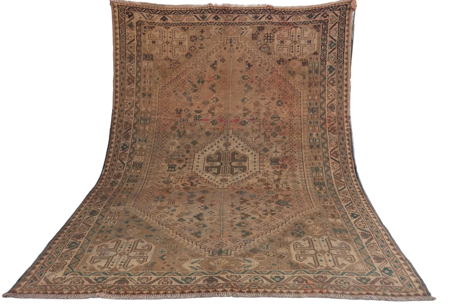 Vintage-Style Afghan Tribal Rug 210 × 287 cm – Handwoven Wool Carpet | Geometric Nomadic Design | 6.9 × 9.4 ft