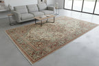 Persian-Style Ivory Floral Rug – 6.8 × 10.0 ft | Hand-Knotted Wool Carpet | Classic Medallion Design