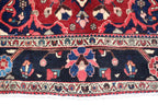 Persian Heriz Rug – 6.10 × 10.2 ft | Hand-Knotted Wool Carpet | Red & Navy Medallion Design