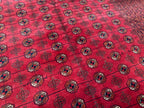 Turkmen Bukhara Rug – Large Red Afghan Bokhara Carpet | Traditional Tribal Geometric Area Rug | 310 x 397 cm