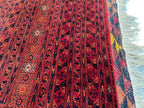 Turkmen Bukhara Rug – Large Red Afghan Bokhara Carpet | Traditional Tribal Geometric Area Rug | 310 x 397 cm