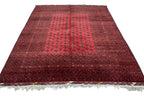 Turkmen Bukhara Rug – Large Red Afghan Bokhara Carpet | Traditional Tribal Geometric Area Rug | 310 x 397 cm