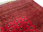 Turkmen Bukhara Rug – Large Red Afghan Bokhara Carpet | Traditional Tribal Geometric Area Rug | 310 x 397 cm