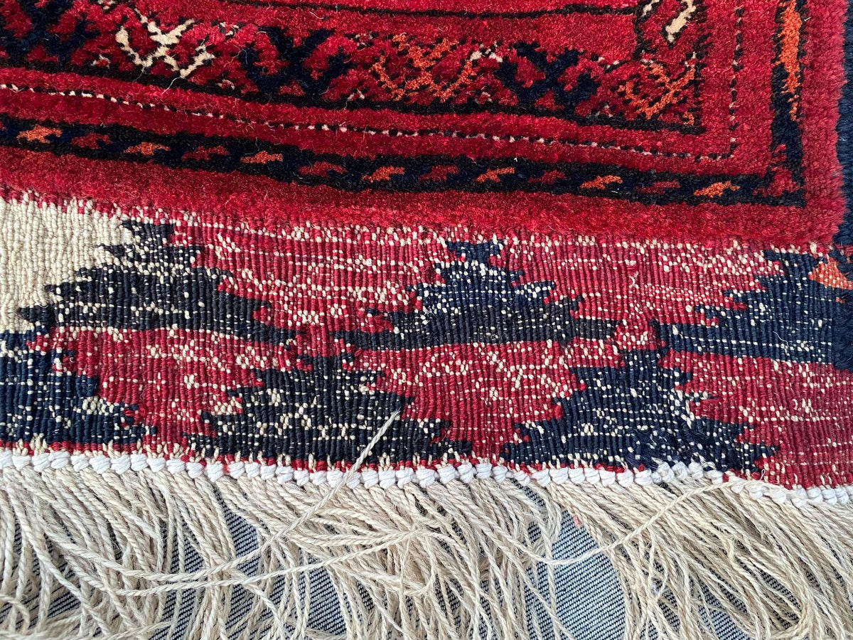 Turkmen Bukhara Rug – Large Red Afghan Bokhara Carpet | Traditional Tribal Geometric Area Rug | 310 x 397 cm