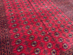 Turkmen Bukhara Rug – Large Red Afghan Bokhara Carpet | Traditional Tribal Geometric Area Rug | 310 x 397 cm