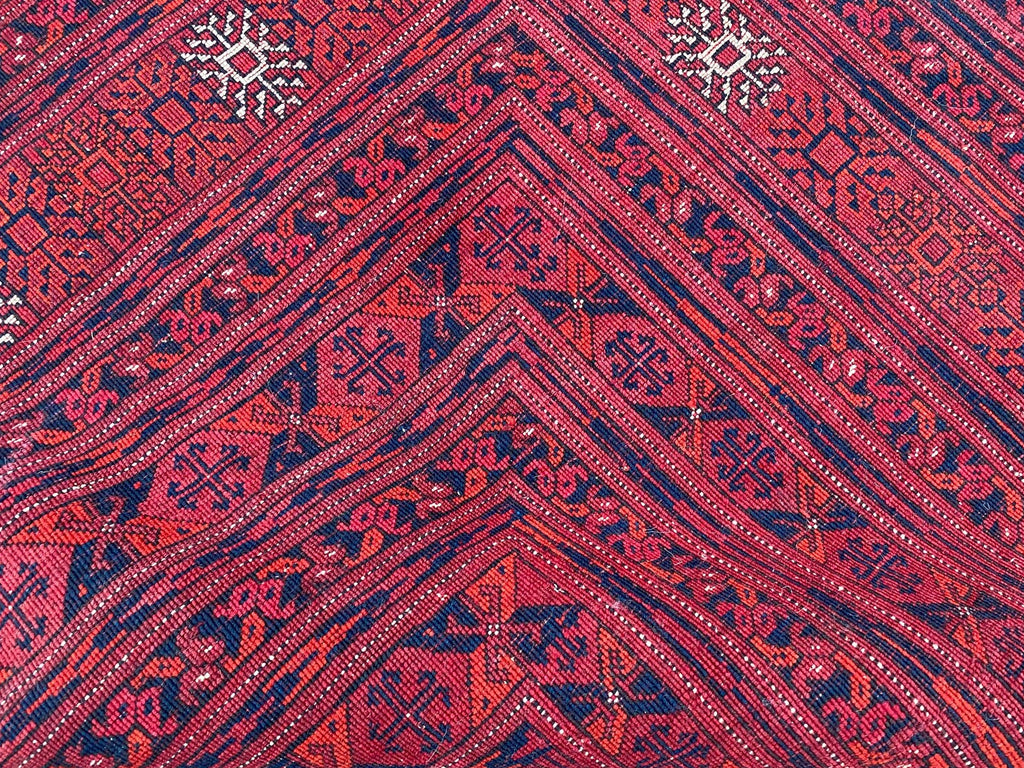 Turkmen Bukhara Rug – Large Red Afghan Bokhara Carpet | Traditional Tribal Geometric Area Rug | 310 x 397 cm